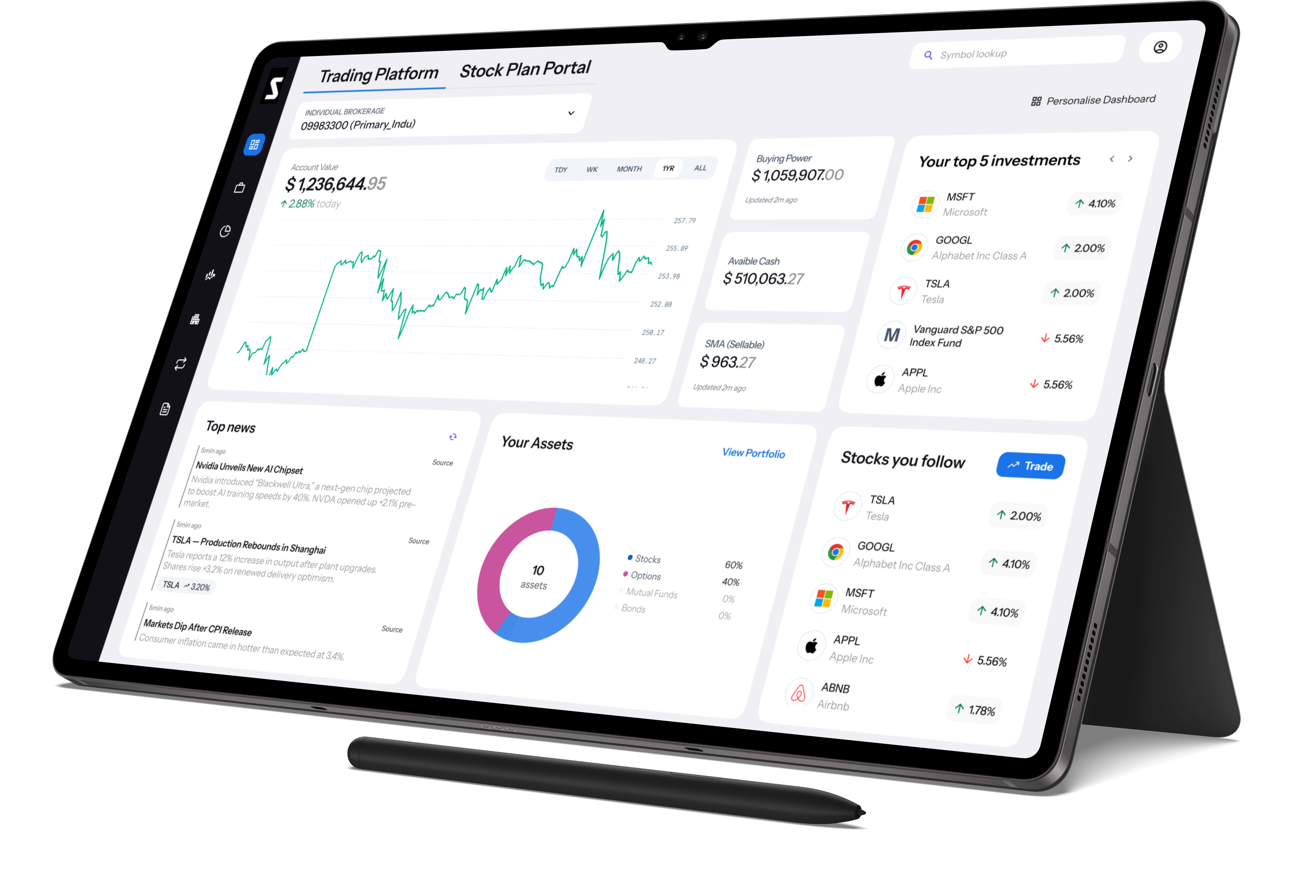 Trading Dashboard Mock